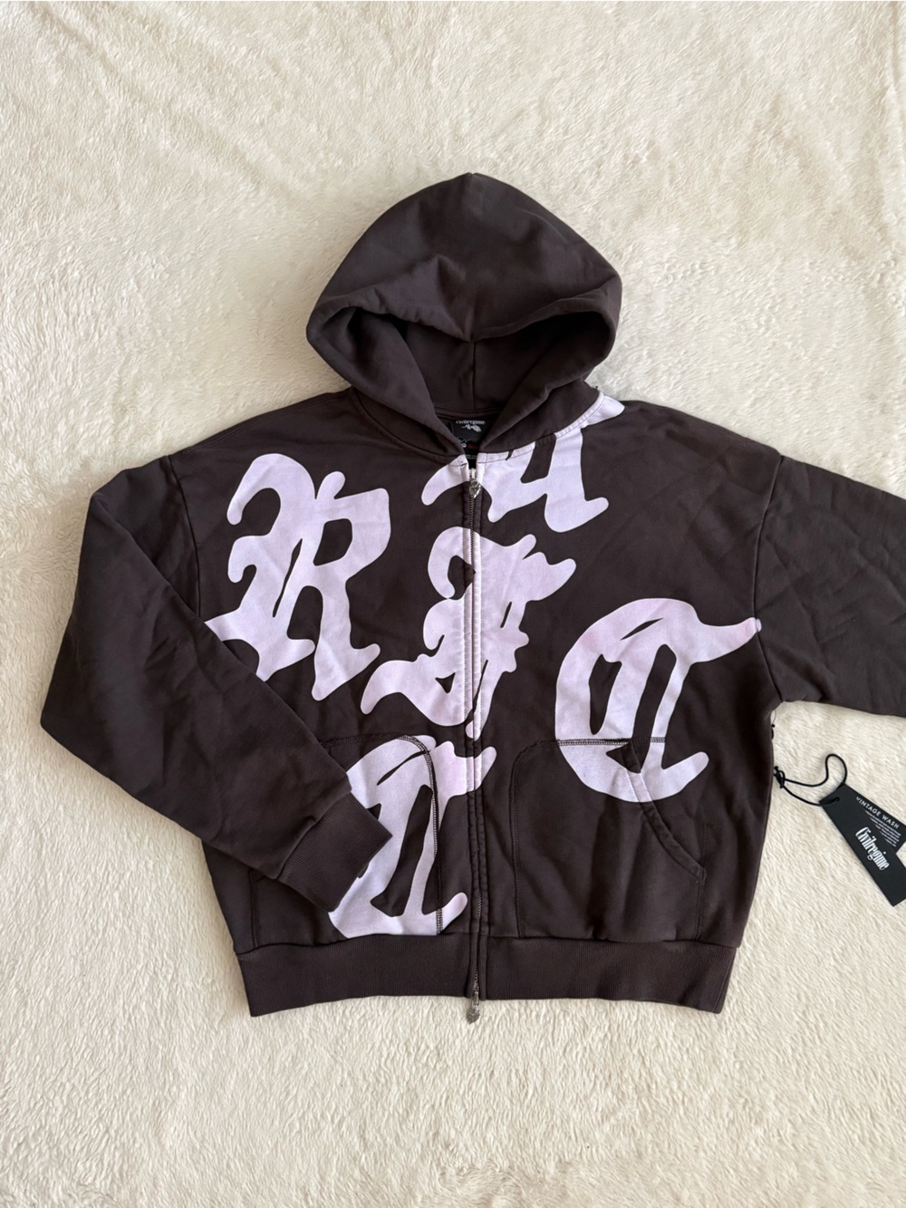 Men’s Civil Regime Hoodie, Concrete Serenity, Full Zip, Heavyweight, Small, NWT